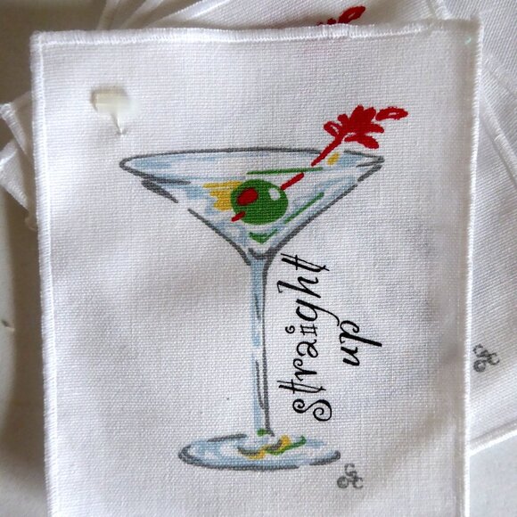NEW CECIL SAYDAH COCKTAIL BAR TOWEL NAPKIN COASTER MARTINI SHAKER SET (NEW) - Picture 3 of 10